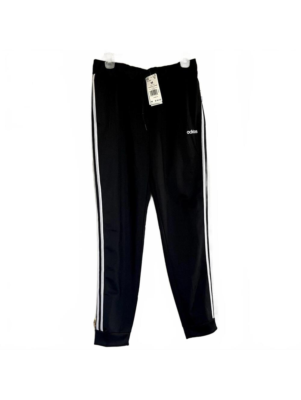 Adidas Black Joggers with White Logo Athletic Sweatpants NWT